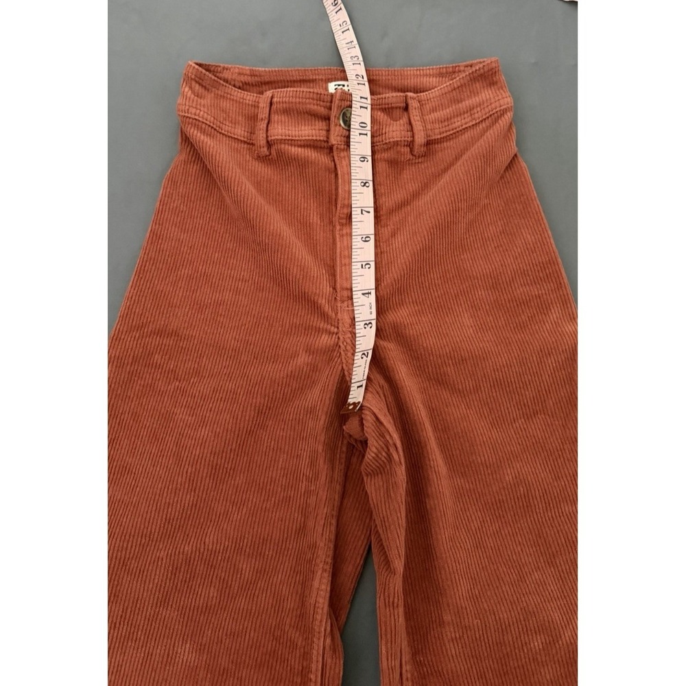 Billabong Corduroy Pants Women's 24 Orange High Waisted Wide Leg Boho Raw Hem - Picture 4 of 10